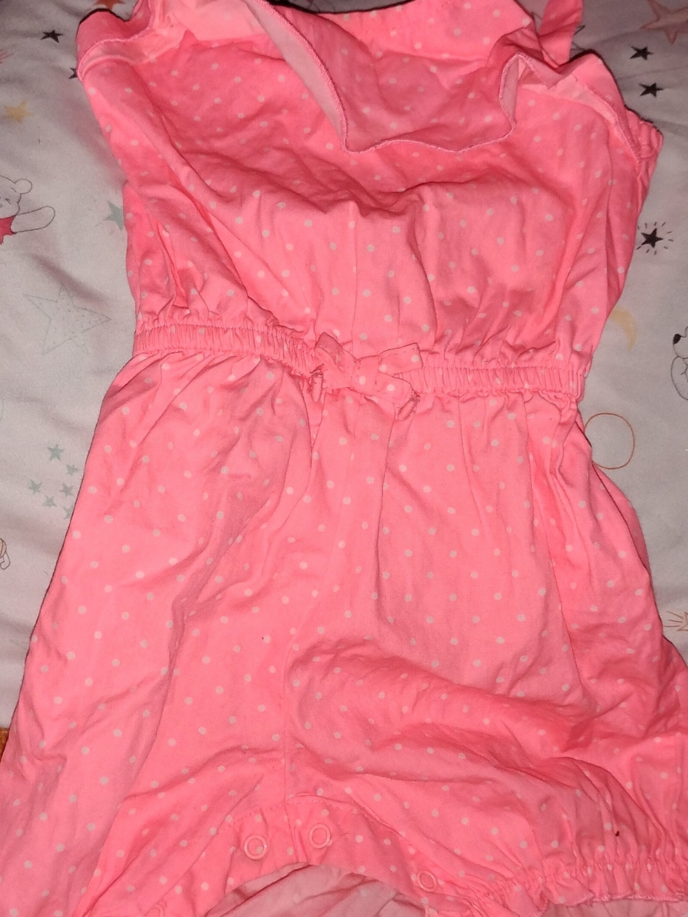 Baby/Infant Girls Pinkish Coral & White  Polka Dot Romper